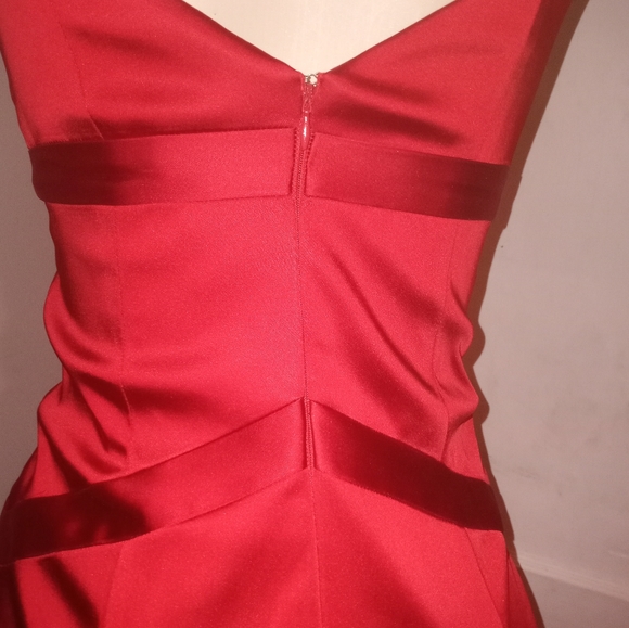 Laundry By Shelli Segal Red Hot 🔥 Size 0 Satin Cocktail Party Club Dress - Picture 7 of 9